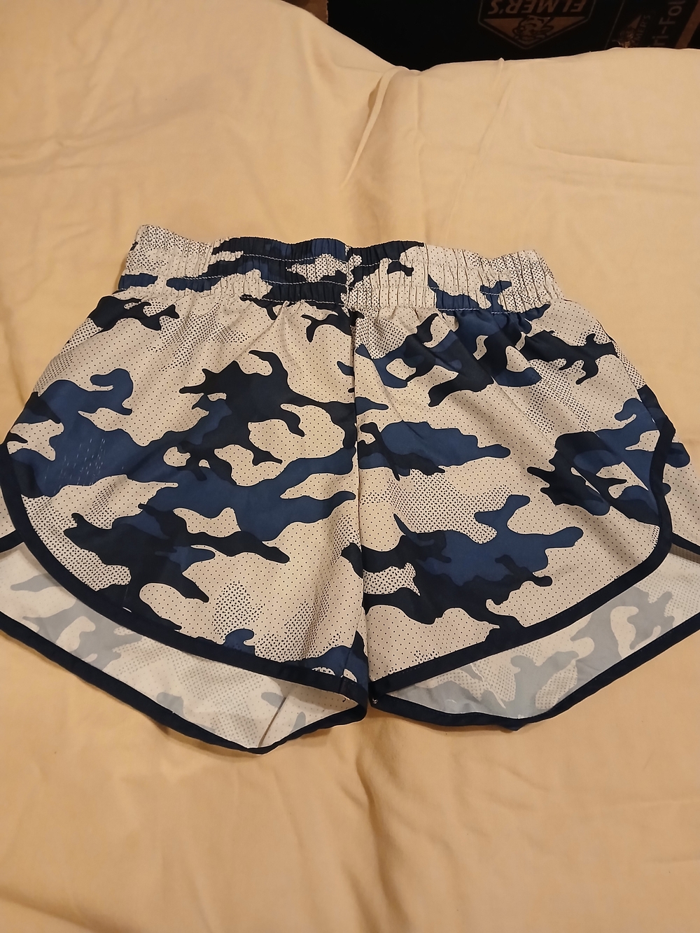 Athletic Works White and Navy Blue Camo Training Shorts